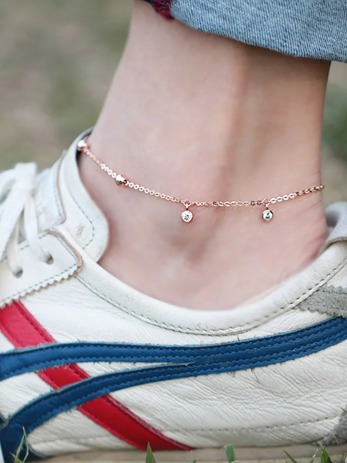 14K Gold Ball Cubic Anklet MinimalBijoux PreStyled Sets