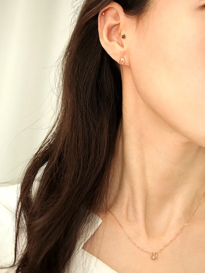 14K Gold Horse Hoof Cognac Diamond Earring MinimalBijoux Earrings