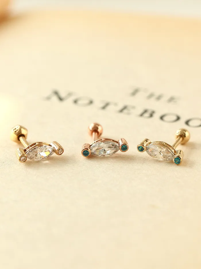 14K Gold Marquise Cubic Cartilage Earring 18G16G MinimalBijoux Earrings