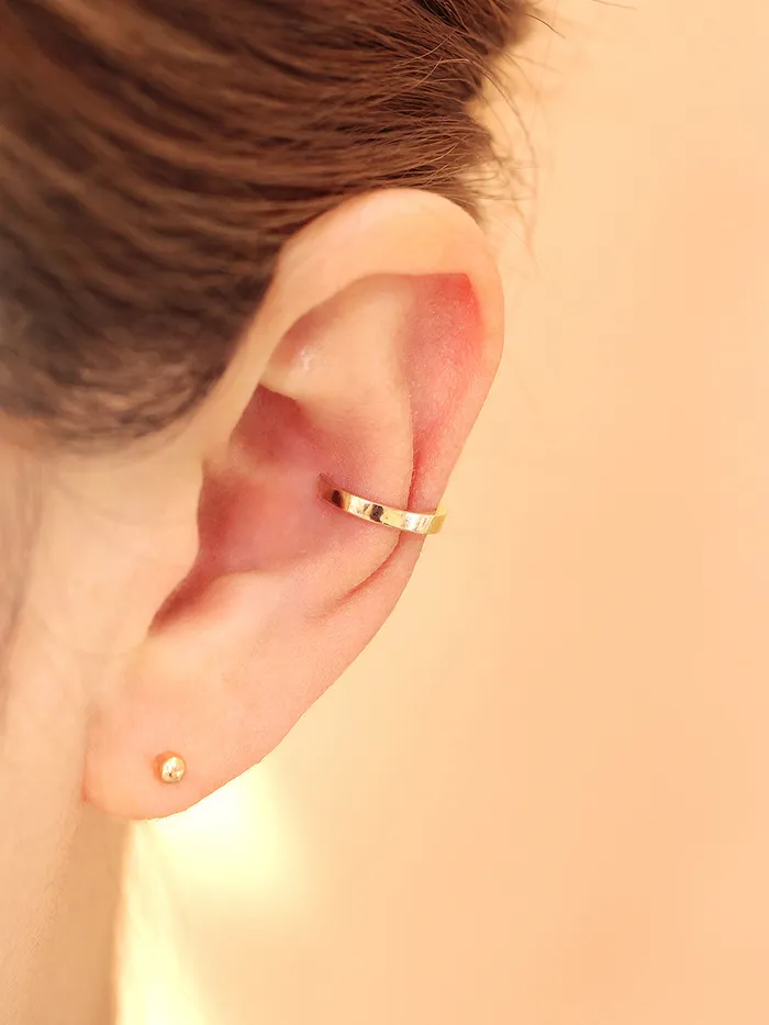 14K Gold Simple Line Ear Cuff MinimalBijoux Earrings