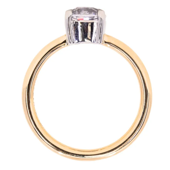 Anueva Jewelry Rings 168ct Cushion Spinel Low Profile TwoToned Solitaire Ring in 18K Yellow Gold Platinum
