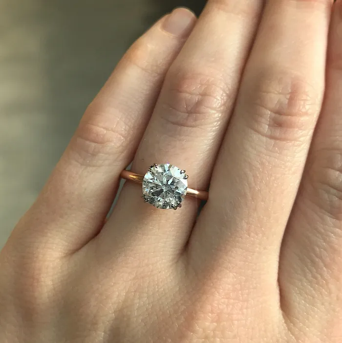 Anueva Jewelry Rings 205ct Salt and Pepper Diamond TwoTone Solitaire Ring in Double Claw Platinum and Rose Gold