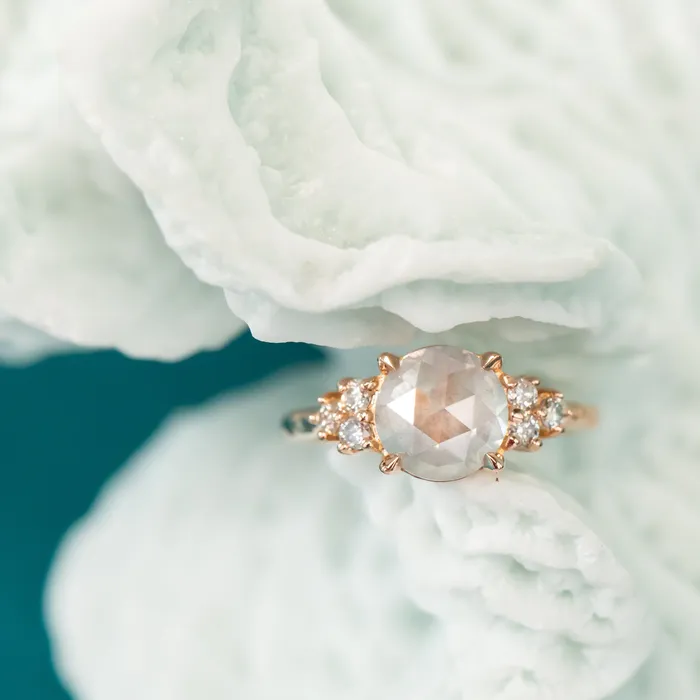 Anueva Jewelry Rings 244ct White Rosecut Diamond Cluster ring in 18k Rose Gold