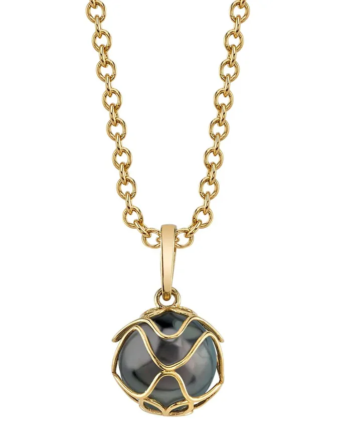 Black Tahitian Pearl Omerta Pendant SPT Necklaces