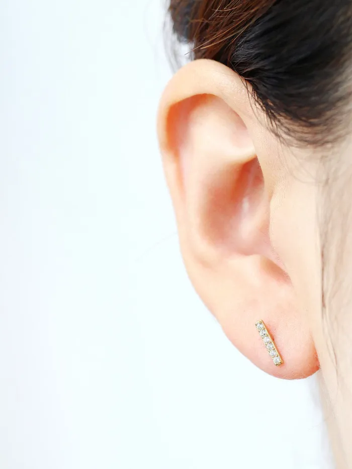 Earrings 14K gold Cubic Stick Earring MinimalBijoux