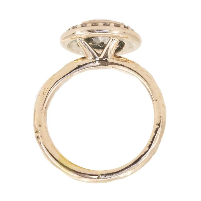 Earrings Anueva Jewelry 089ct Light Grey Old European Cut Diamond in Rose Gold Bezel Set Halo