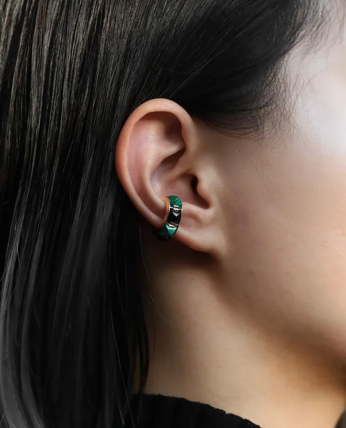 Earrings Arc Ear CuffSV925 Malachite Black Onyx RIEFE