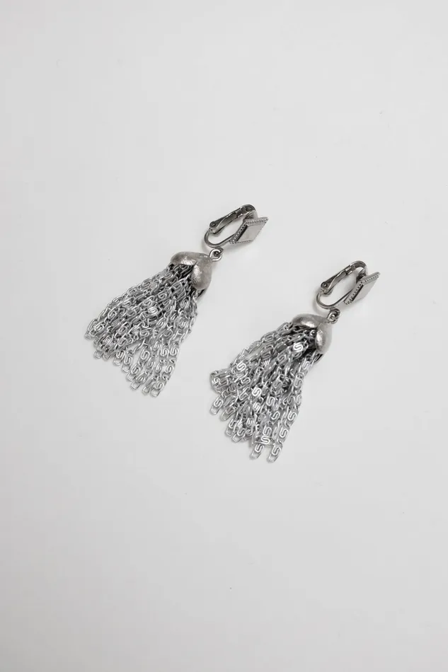 Earrings CHAIN TASSEL 70s VINTAGE SILVER EARRINGS collectionno2