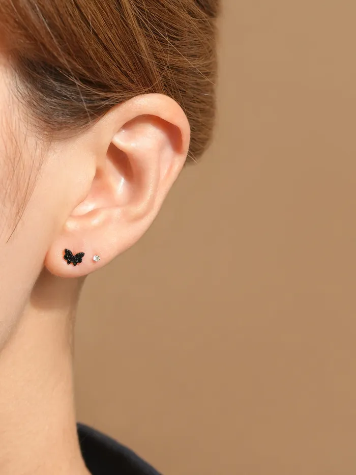 Earrings MinimalBijoux 14K Gold Black Butterfly Cartilage Earring 18G