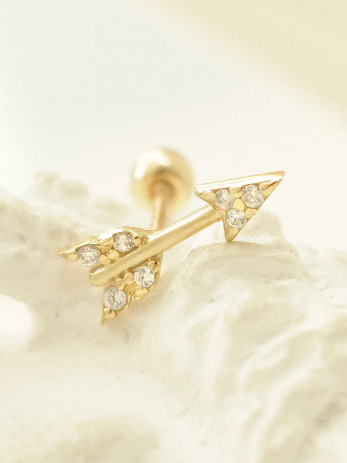 Earrings MinimalBijoux 14K gold CUBIC ARROW cartilage earring 20g