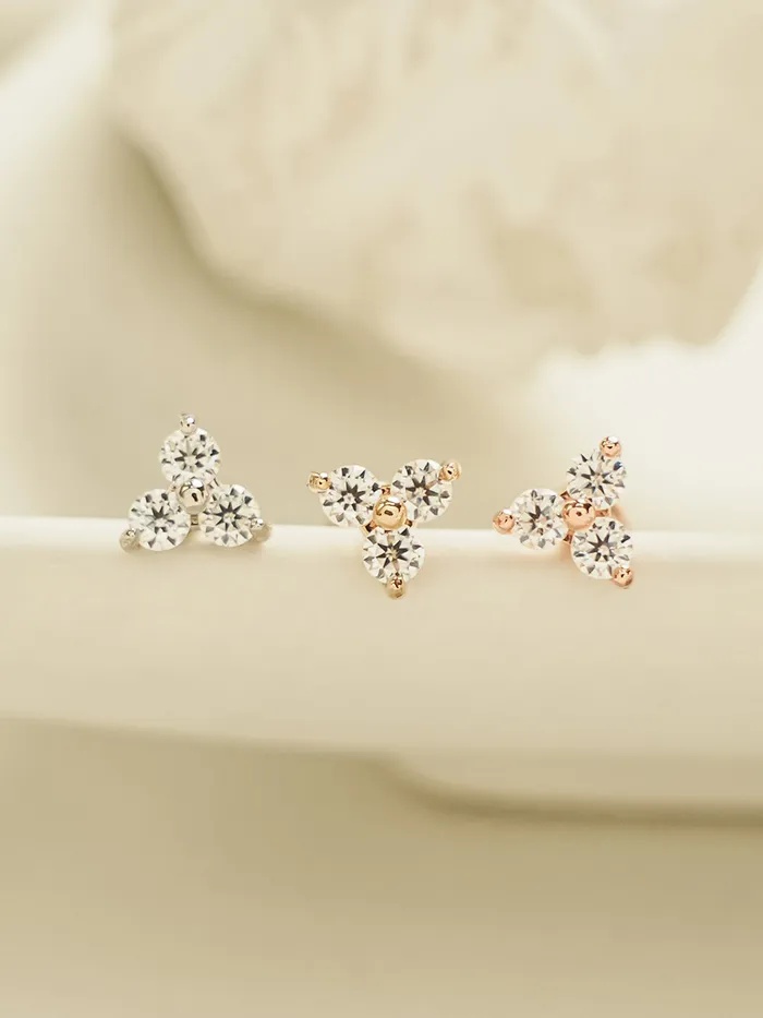 Earrings MinimalBijoux 14K Gold Moissanite Triangle Cartilage Earring 20G18G16G