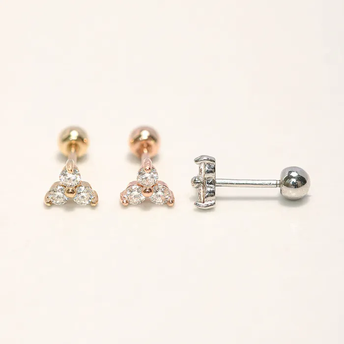 Earrings MinimalBijoux 14K Gold Moissanite Triangle Cartilage Earring 20G18G16G