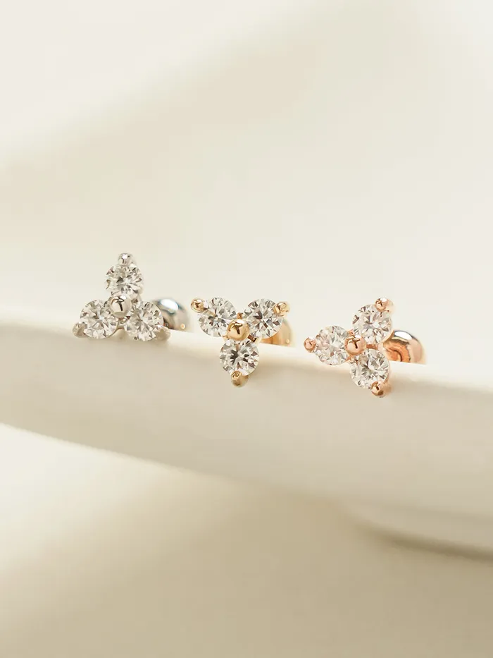 Earrings MinimalBijoux 14K Gold Moissanite Triangle Cartilage Earring 20G18G16G