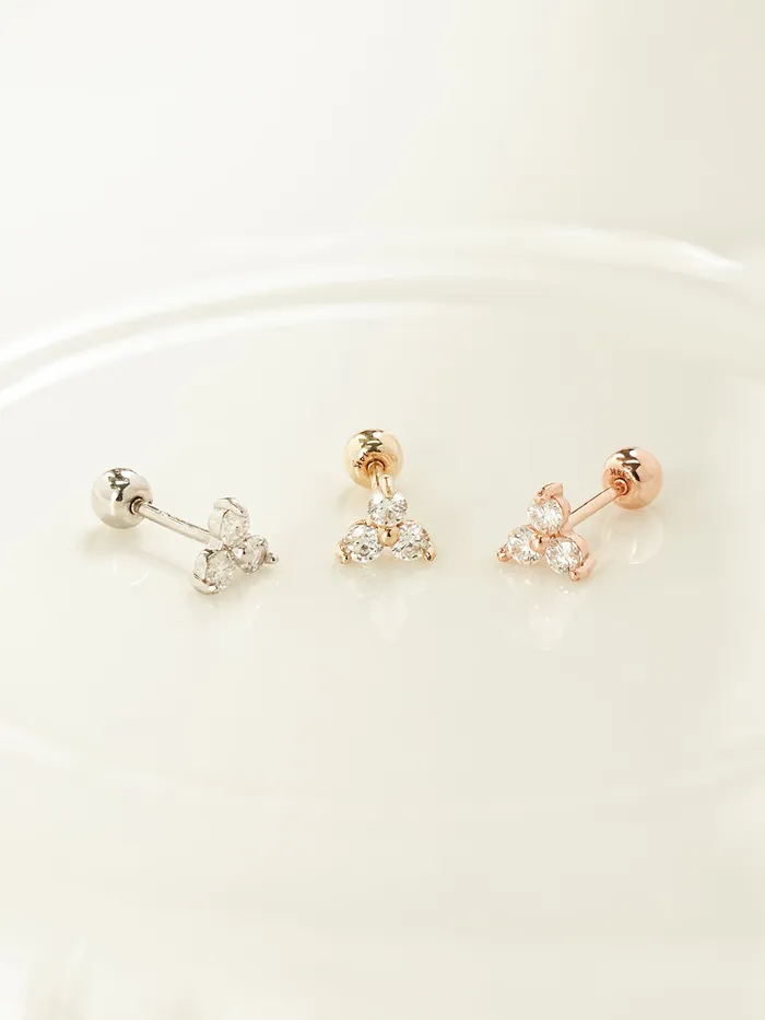 Earrings MinimalBijoux 14K Gold Moissanite Triangle Cartilage Earring 20G18G16G