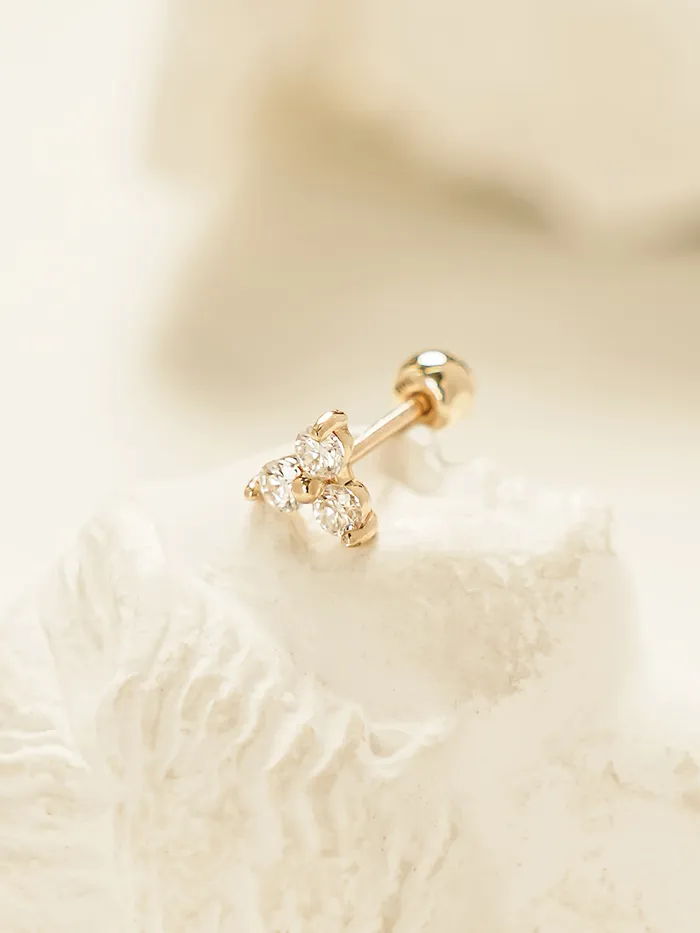 Earrings MinimalBijoux 14K Gold Moissanite Triangle Cartilage Earring 20G18G16G