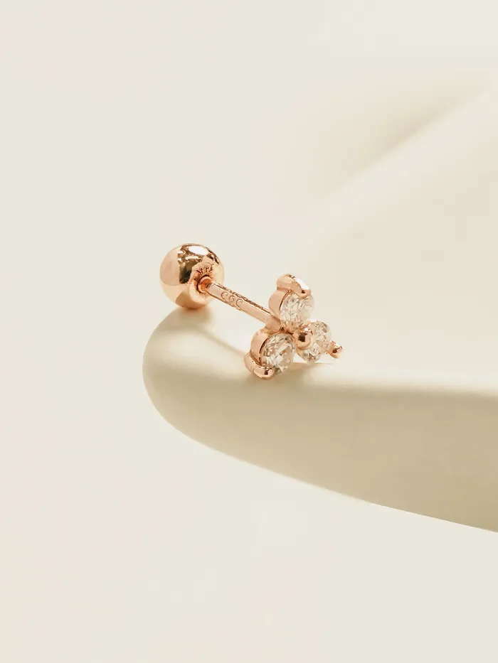 Earrings MinimalBijoux 14K Gold Moissanite Triangle Cartilage Earring 20G18G16G