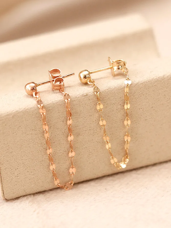 Earrings MinimalBijoux 14K Gold Shine Chain drop Ball Threader Earring