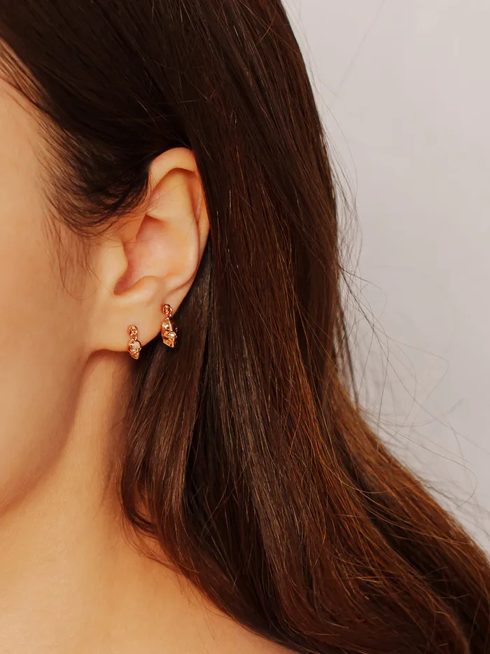 Earrings MinimalBijoux 14K Gold Skull Drop Cartilage Earring 20G18G16G