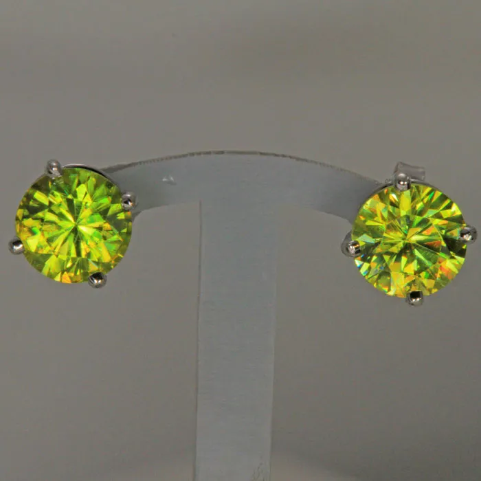 Earrings Moriartys Gem Art 14K White Gold Sphene Stud Earrings 269 Carats