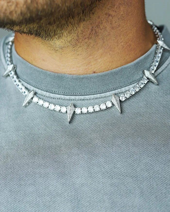 EMPIRE Necklaces SPIKED BREAKER CHAIN 5MM WHITE GOLD
