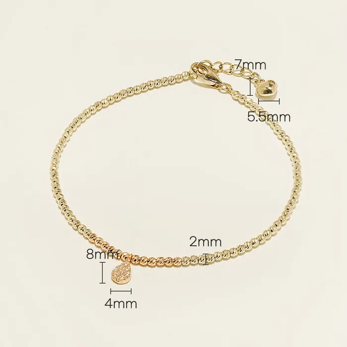 MinimalBijoux Bracelets 14K Teardrop Crystal Two Tone Ball Bracelet 2mm