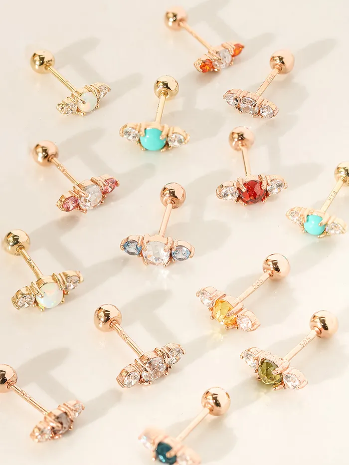 MinimalBijoux Earrings 14K Gold Colorful Planet Cartilage Earring 20G18G16G