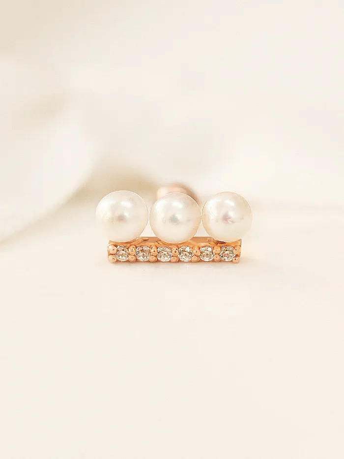 MinimalBijoux Earrings 14K Gold Cubic Pearl Stick Cartilage Earring 18G16G