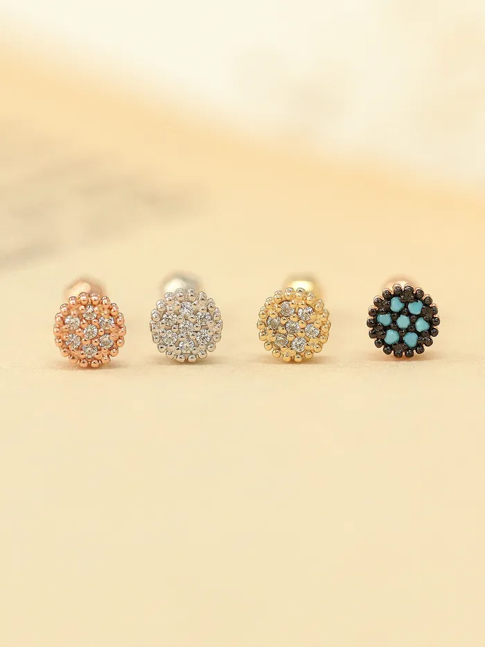 MinimalBijoux Earrings 14K Gold disc cubic cartilage earring 18g16g