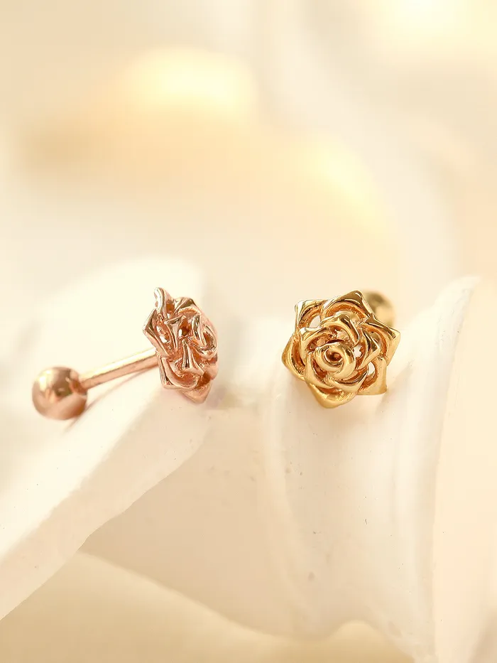MinimalBijoux Earrings 14K Gold Rose Cartilage Earring 18g16g