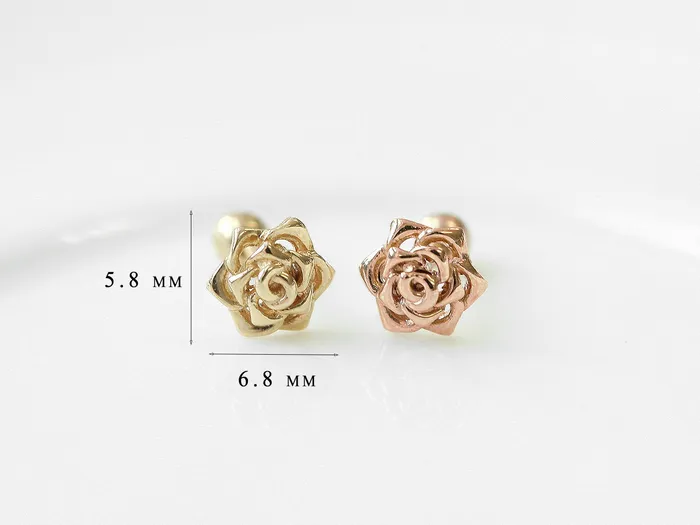 MinimalBijoux Earrings 14K Gold Rose Cartilage Earring 18g16g