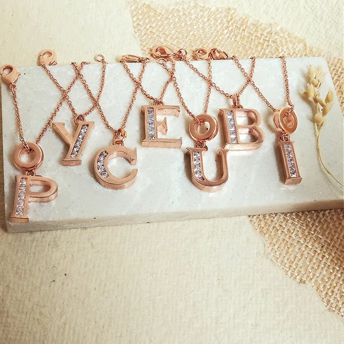 Rosegold Initial Watch Charm Upakarna Charm Necklaces