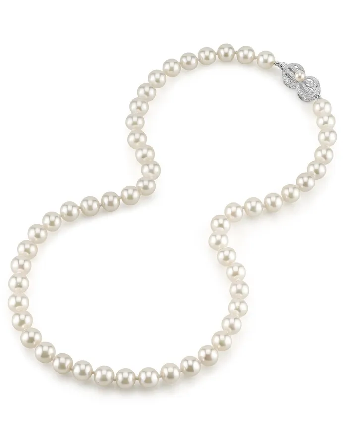 SPT Necklaces White Japanese Akoya Pearl Necklace 7580mm AAA Quality