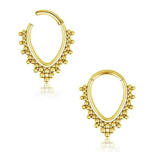 Tulsa Body Jewelry Rings Beaded VShape Hinged Segment Ring